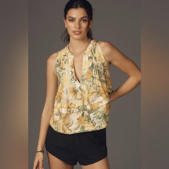 Pilcro Tops - Women’s Pilcro Raw-Edge Linen Swing Tank In Size Large